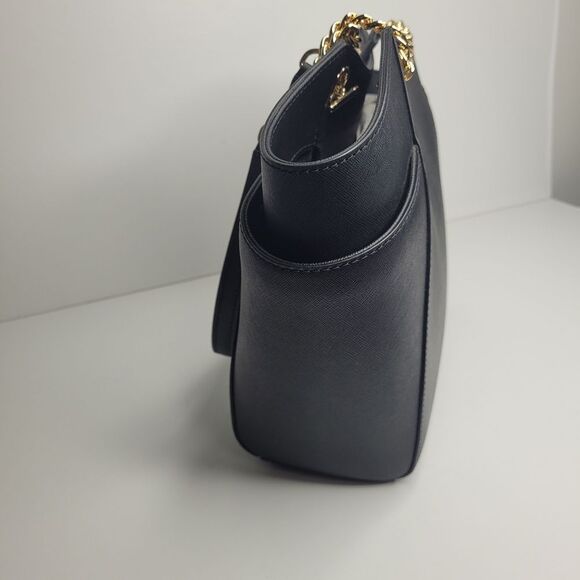 Michael Kors Jet Set Travel LG Chain Shoulder Tote Black Gold - Picture 4 of 7